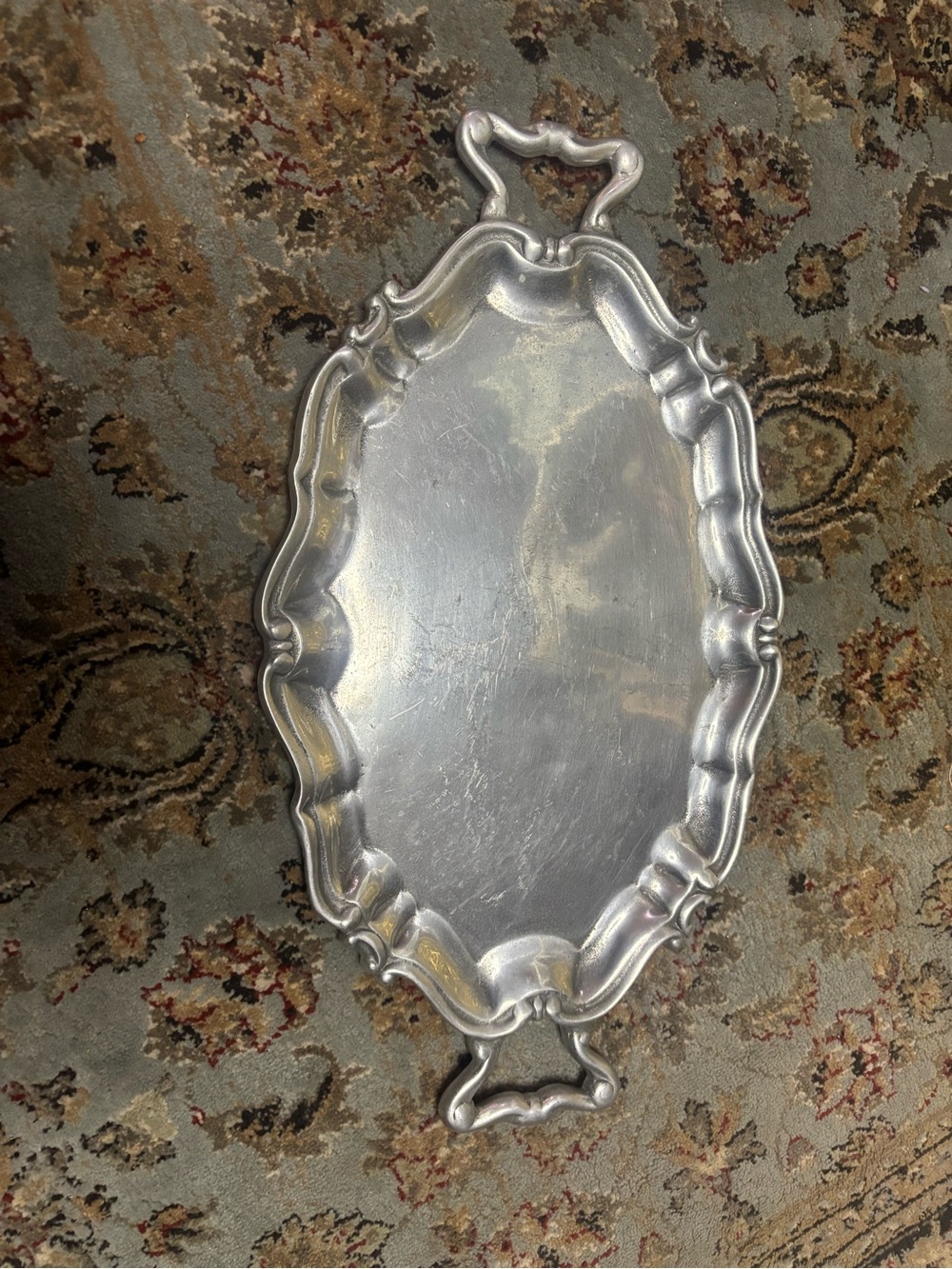 Vintage Centrum Ornate Decorative Serving Tray in Silver Tone